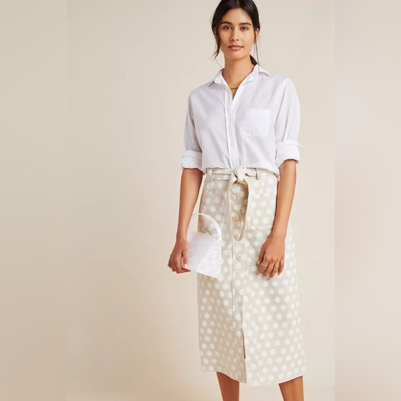 COREY LYNN CALTER x ANTHROPOLOGIE Carly Polka Dot Midi Skirt Size Small - Picture 3 of 8